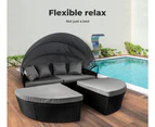 Levede Day Bed Sofa Daybed Outdoor Garden Sun Lounge Furniture Wicker Round 3pcs