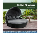 Levede Day Bed Sofa Daybed Outdoor Garden Sun Lounge Furniture Wicker Round 3pcs