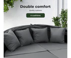 Levede Day Bed Sofa Daybed Outdoor Garden Sun Lounge Furniture Wicker Round 3pcs