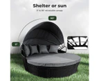 Levede Day Bed Sofa Daybed Outdoor Garden Sun Lounge Furniture Wicker Round 3pcs