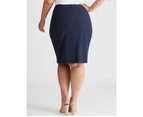 AUTOGRAPH - Plus Size - Womens Skirts -  Two Way Stretch Skirt - Navy