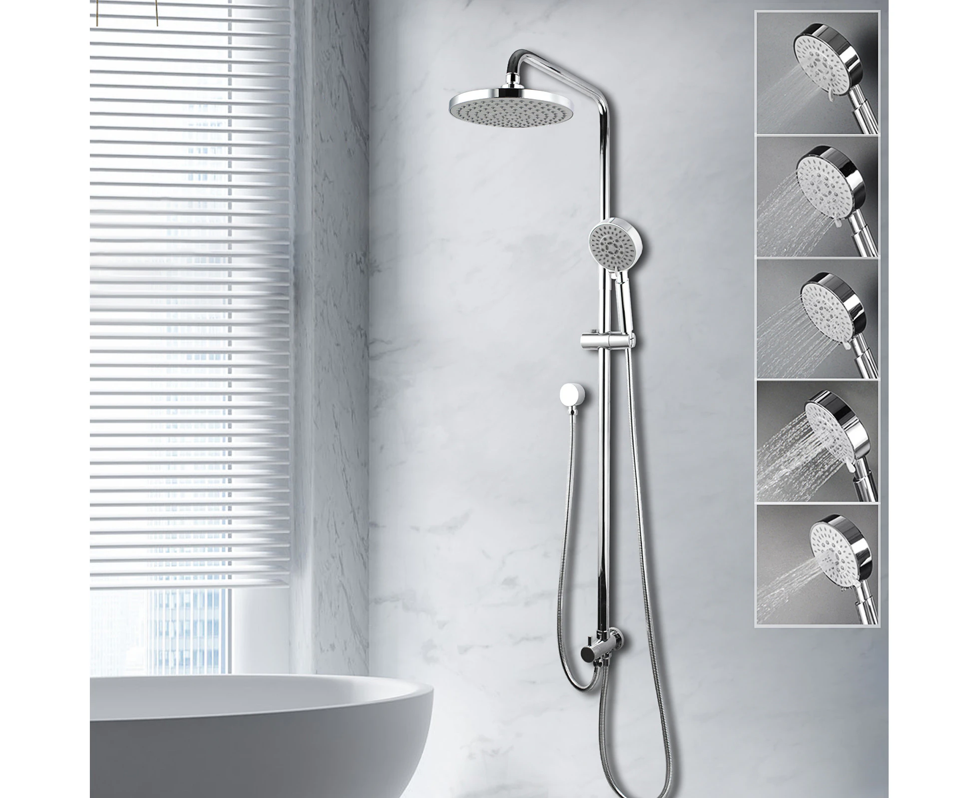 Gooseneck Bathroom Shower Set With Hand Held Shower