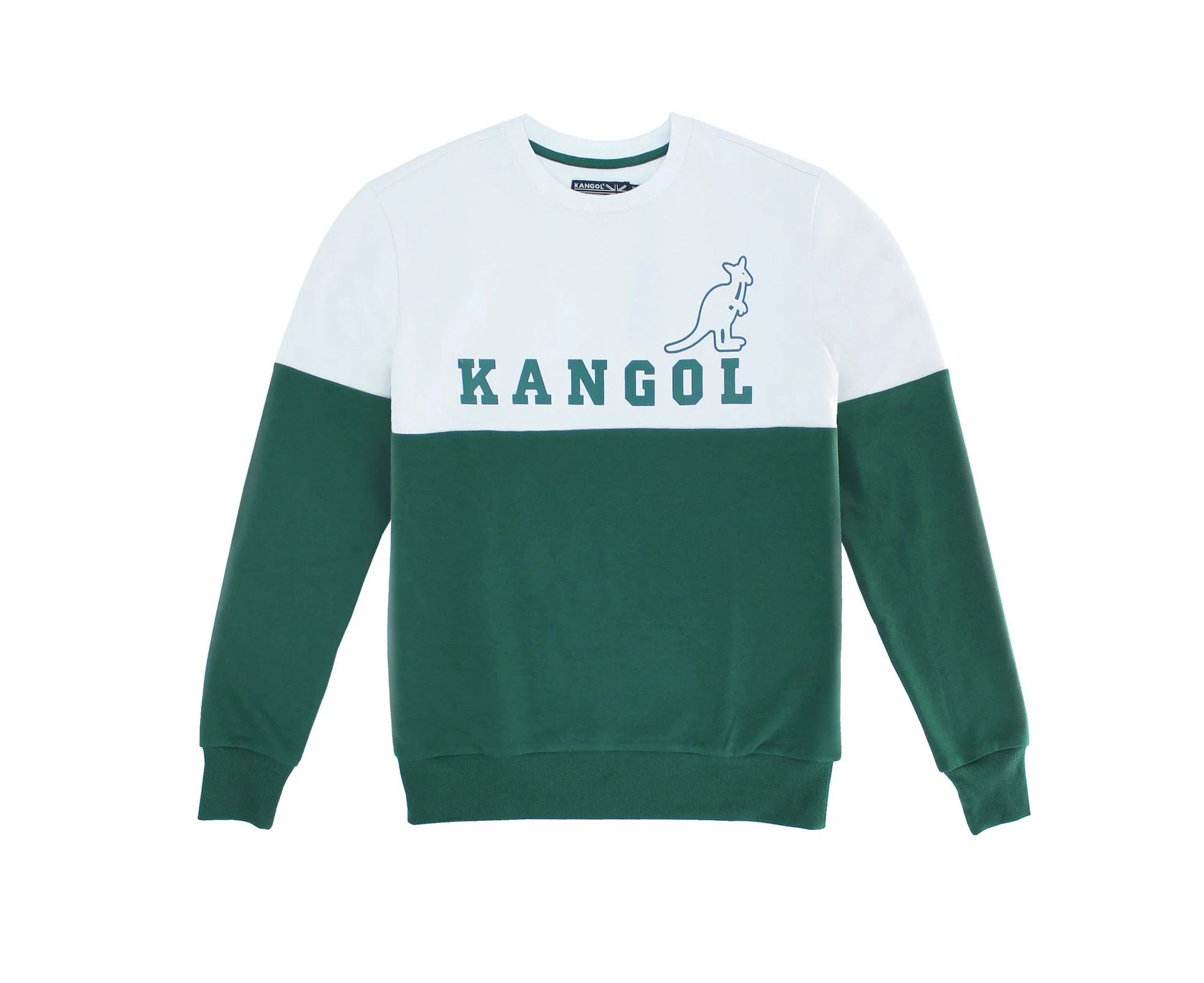 Kangol Mens Clay Courts Popover Crewneck Fleece Jumper - Dark Green