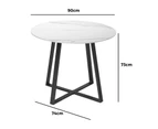 Livsip 90cm Outdoor Dining Marble Table Furniture Patio Garden Bistro Desk Black