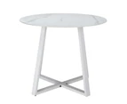 Livsip 90cm Outdoor Dining Marble Table Patio Furniture Bistro Set White