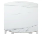 Livsip 90cm Outdoor Dining Marble Table Patio Furniture Bistro Set White