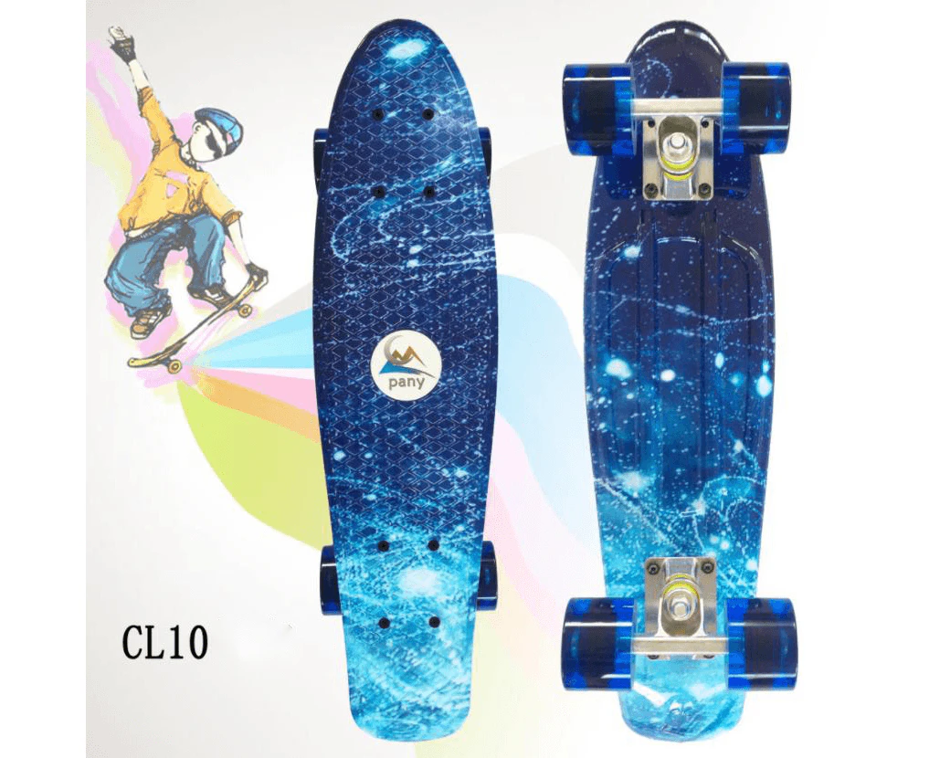 22'' 56cm New Beginners Penny Board Cruiser Skateboard Complete Sets - Blue Galaxy