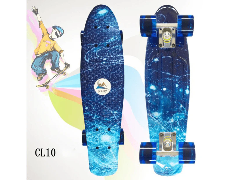 22'' 56cm New Beginners Penny Board Cruiser Skateboard Complete Sets - Blue Galaxy