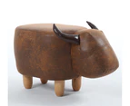 Kids Ottoman Foot Shoes Stool Cow Chair Rest Leather Seat AU Stock -  Large Light Brown Cow