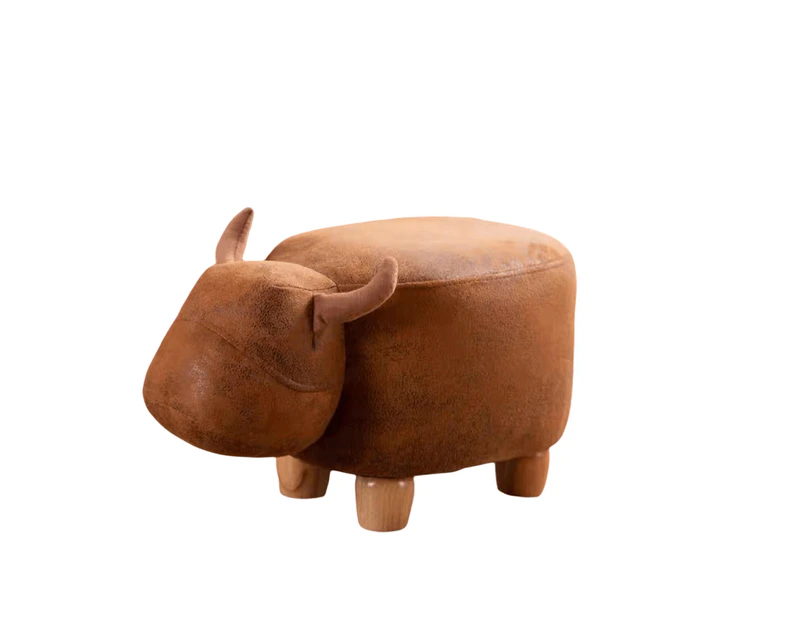 Kids Ottoman Foot Shoes Stool Cow Chair Rest Leather Seat AU Stock -  Small Light Brown Cow