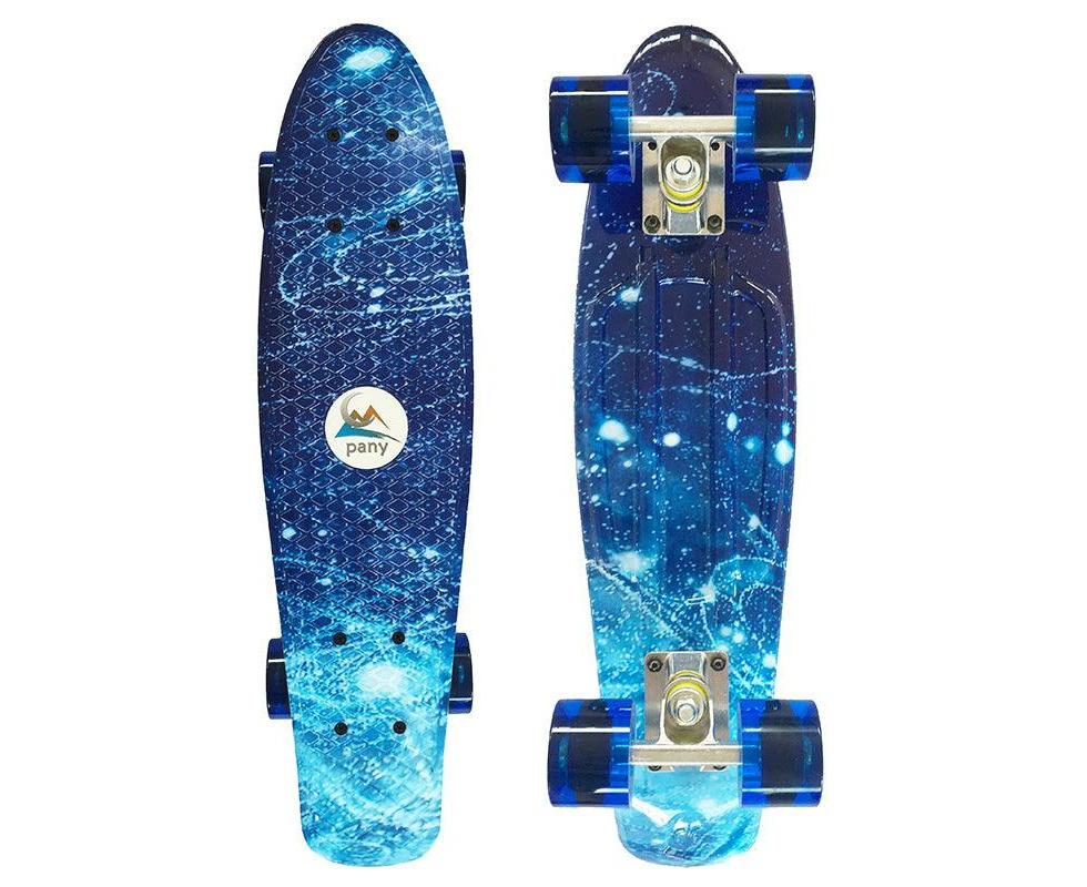 22'' 56cm Blue Galaxy New Beginners Cruiser Skateboard Complete Sets