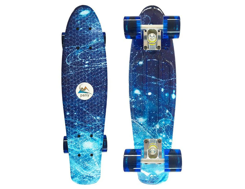 22'' 56cm Blue Galaxy New Beginners Cruiser Skateboard Complete Sets