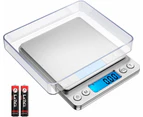 Digital Kitchen Scale 500g 0.01g Pro Cooking Back-Lit LCD Display Accuracy Pocket Food 6 Units Auto Off Tare PCS Function Silver