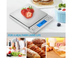 Digital Kitchen Scale 500g 0.01g Pro Cooking Back-Lit LCD Display Accuracy Pocket Food 6 Units Auto Off Tare PCS Function Silver