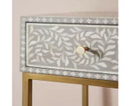 Zohi Interiors Bone Inlay Console Table with Brass Look Legs