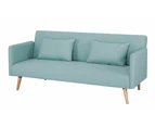 Aqua Wooden Frame Adjustable Upholstered Fabric Click Clack 3 Seater Sofa Bed
