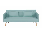 Aqua Wooden Frame Adjustable Upholstered Fabric Click Clack 3 Seater Sofa Bed