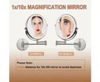 Rechargeable 20cm Lighted Wall Magnifying Makeup Mirror, 3 Color Lighting Modes, 10x Magnification LED Vanity Mirror, Dimmable Lights