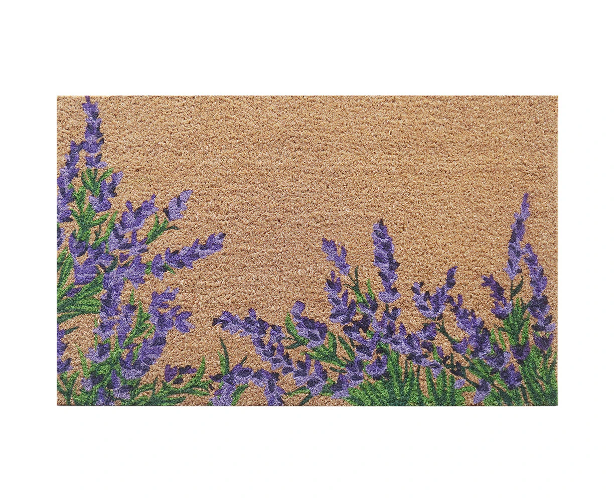 Solemate Latex Backed Coir Lavender Bush 45x75cm Slimline Outdoor Doormat