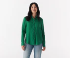 Tommy Hilfiger Women's Linen Shirt - Vivid Teal