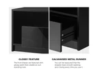 Oikiture Bedside Tables RGB LED Side Table Drawers High Gloss Nightstand Black