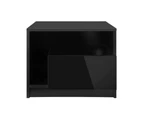 Oikiture Bedside Tables RGB LED Side Table Drawers High Gloss Nightstand Black