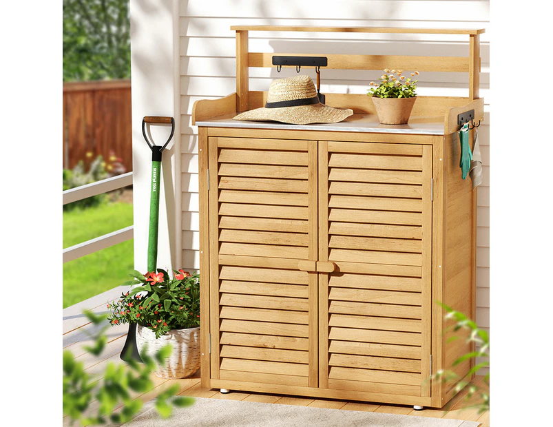 Gardeon Outdoor Storage Cabinet Box Potting Bench Table Shelf Chest Garden Shed