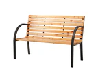 Gardeon Outdoor Garden Bench Seat 120cm Wooden Steel 2 Seater Patio Furniture Natural