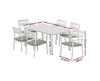 Gardeon Outdoor Dining Set 7 Piece Aluminum Table Chairs Setting White