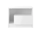Oikiture Bedside Tables Side Table RGB LED Drawers High Gloss Furniture White