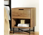 Artiss Bedside Table 1 Drawer with Shelf - KRAVU Oak