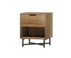 Artiss Bedside Table 1 Drawer with Shelf - KRAVU Oak