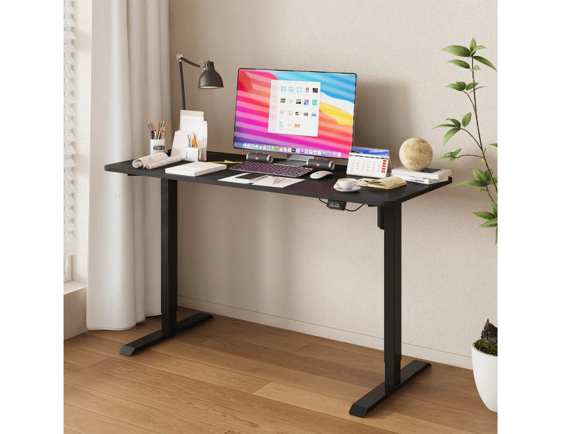 Advwin Electric Standing Desk Adjustable Height Ergonomic Sit Stand up Desk 120cm Black Splice Board Table Top+Black Frame