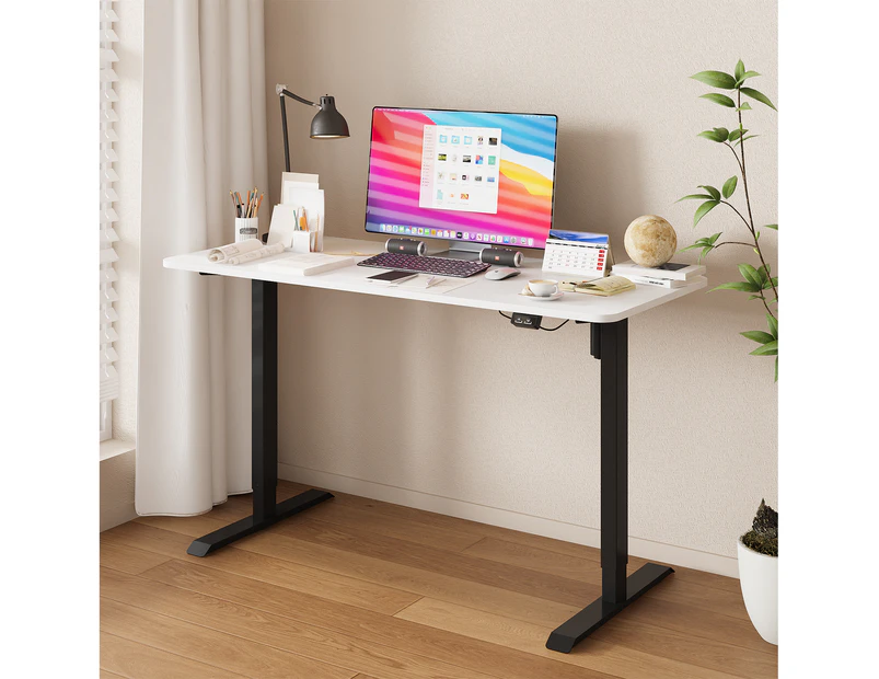 Advwin Electric Standing Desk Adjustable Height Ergonomic Sit Stand up Desk 120cm White Splice Board Table Top+Black Frame