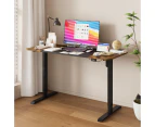 Advwin Electric Standing Desk Adjustable Height Ergonomic Sit Stand up Desk 140cm Black+Walnut Splice Board Table Top+Black Frame