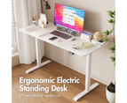 Advwin Electric Standing Desk Adjustable Height Ergonomic Sit Stand up Desk 120cm White Splice Board Table Top+White Frame