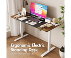 Advwin Electric Standing Desk Adjustable Height Ergonomic Sit Stand up Desk 140cm Black+Walnut Splice Board Table Top+White Frame