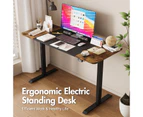 Advwin Electric Standing Desk Adjustable Height Ergonomic Sit Stand up Desk 140cm Black+Walnut Splice Board Table Top+Black Frame