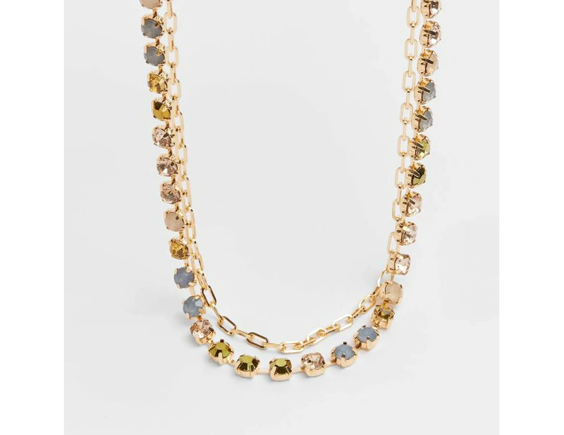 Target Diamante Necklace Set - Gold