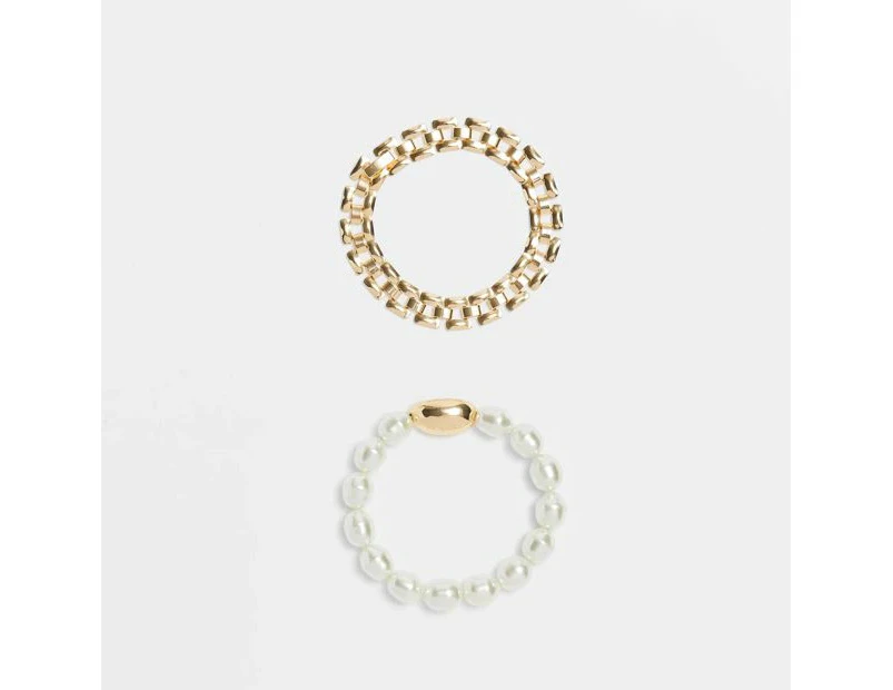 Target Pearl Metal Stretchy Bracelets - Gold