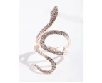 Rose Gold Diamante Snake Swirl Ring