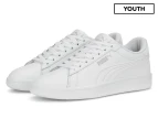 Puma Youth Girls' Smash 3.0 Sneakers - White/Grey