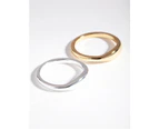 Silver & Gold Plated Wave Band Ring Set