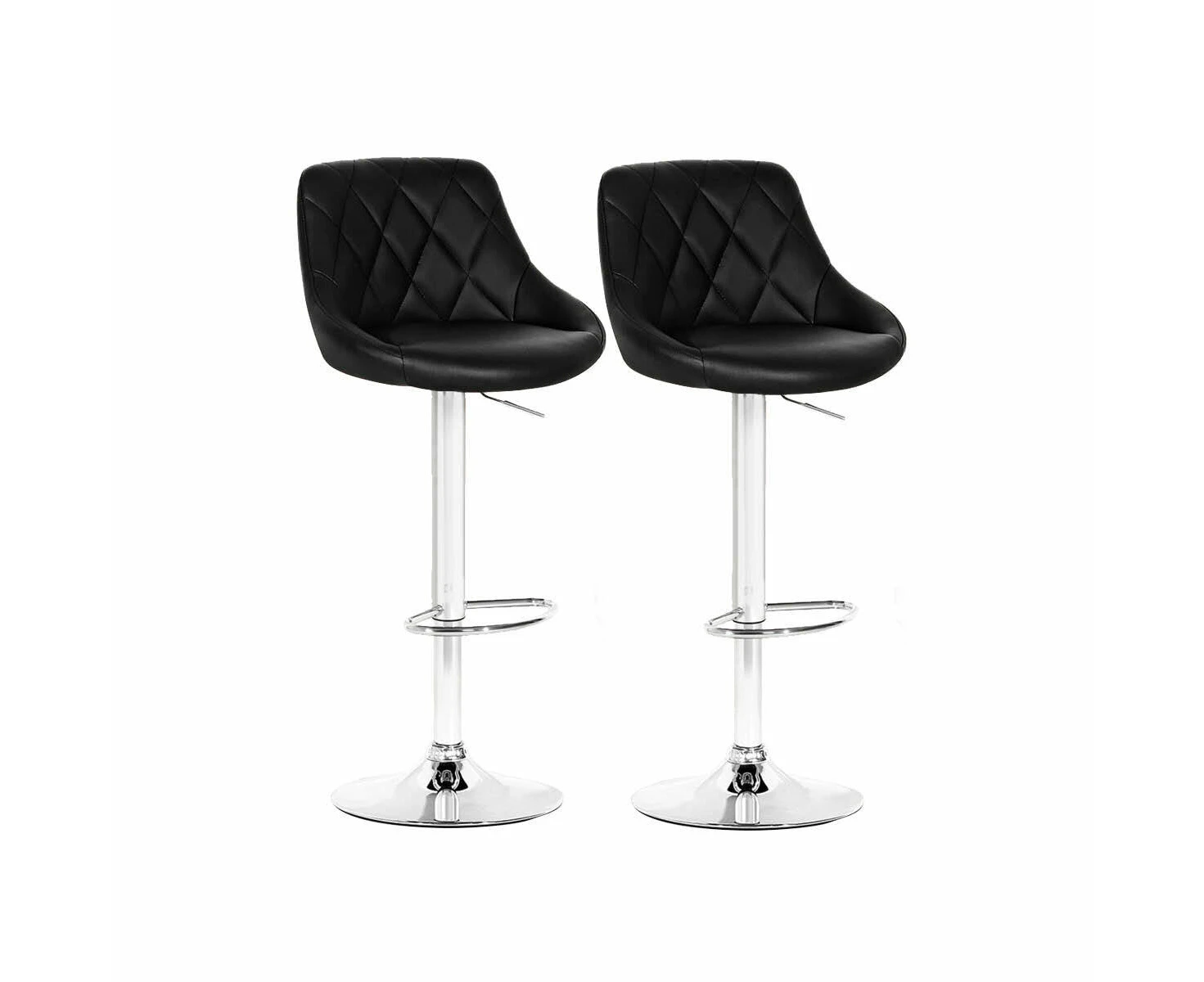 Home Master 2PCE Bar Stool Black Swivel Seat Adjusting Height Stylish Modern