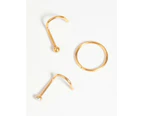 Gold-Plated Surgical Steel Nose Stud & Ring Pack