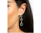 Green Diamante Circle & Teardrop Earrings