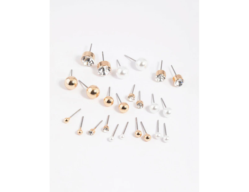 Gold Pearl Stud Earring 12-Pack
