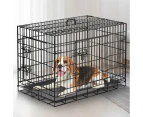 Advwin 24" Dog Cage Pet Crate Puppy Cat Foldable Metal Kennel House 2 Doors Floor Protecting Feet & Leak Proof Dog Tray (63*44*50.5cm)
