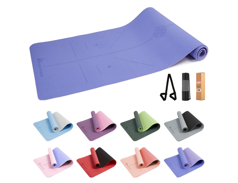 METEOR Non-slip Yoga Mat,Thick Yoga Mat,TPE Yoga Mat,6mm Yoga Mat,Exercise Mat,Pilates Mat,Workout Mat,Gym Mat-6mm Thickness,183x65cm,Violet