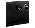 Morgan Bedazzled Bow Saffiano Leather Zip Around Continental Wallet